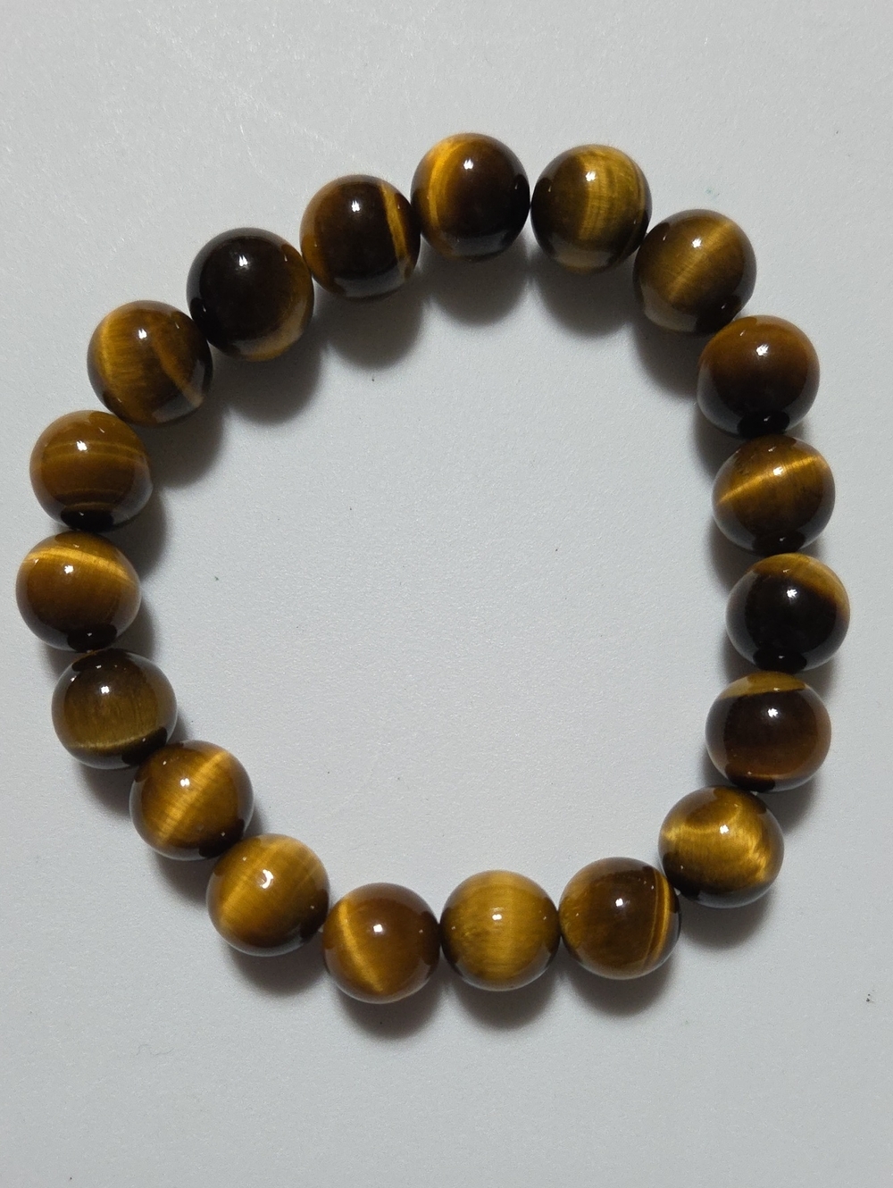 Handmade Natural‎ 10mm Tiger's Eye Gemstone Stretch Bracelet 6.75 Inch Boho